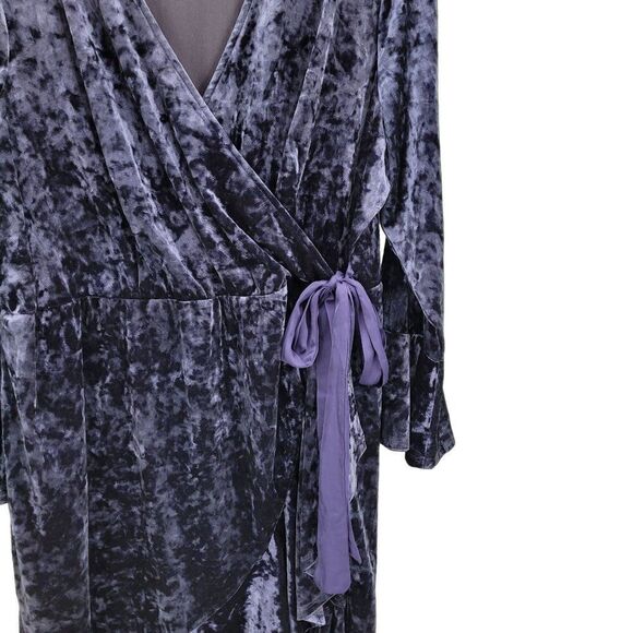 Spense Dress Velour Wrap Bell Ruffle Holiday Renaissance Gothic Royal Purple 16W - Picture 7 of 14